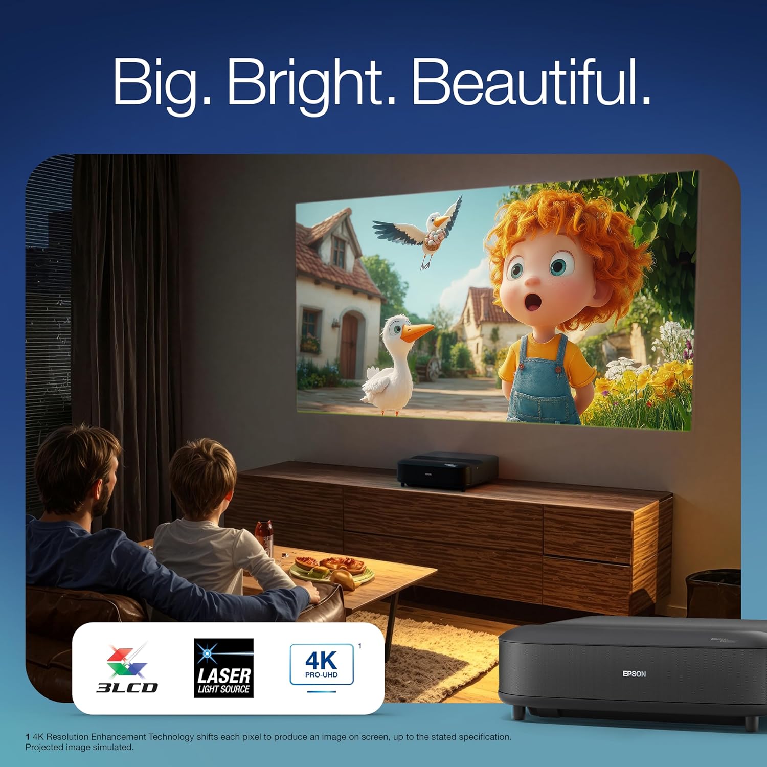 Epson Lifestudio Grand Ultra Short Throw Laser Projector 4K PRO-UHD